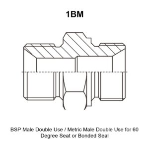 BSP male double use metric male double use for 60 degree seat or bonded seal hydraulic adapter 1BM