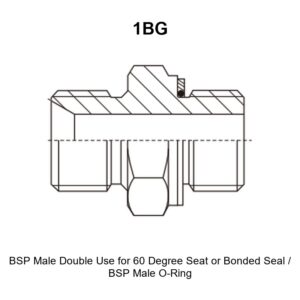 BSP male double use for 60 degree seat or bonded seal O-ring hydraulic adapter 1BG