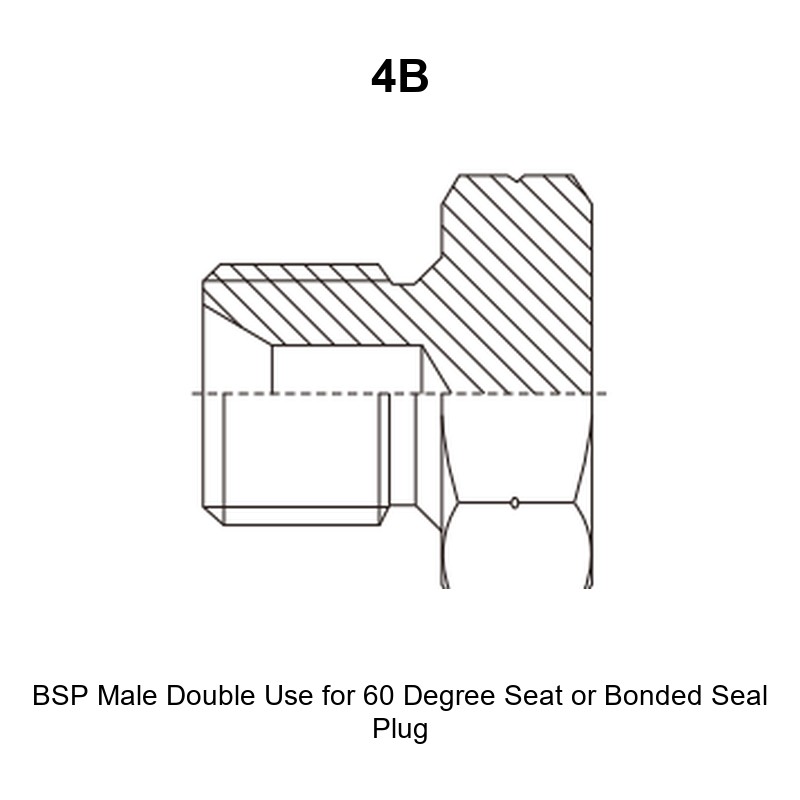 BSP male double use for 60 degree seat or bonded seal plug hydraulic adapter 4B