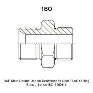 BSP male double use 60 seat bonded seal SAE O-ring boss L-series ISO 11926-3 hydraulic adapter 1BO