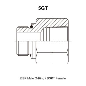 BSP male O-ring BSPT female hydraulic adapter 5GT