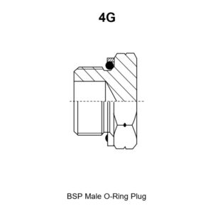 BSP Male O-Ring Plug, model 4G, line drawing