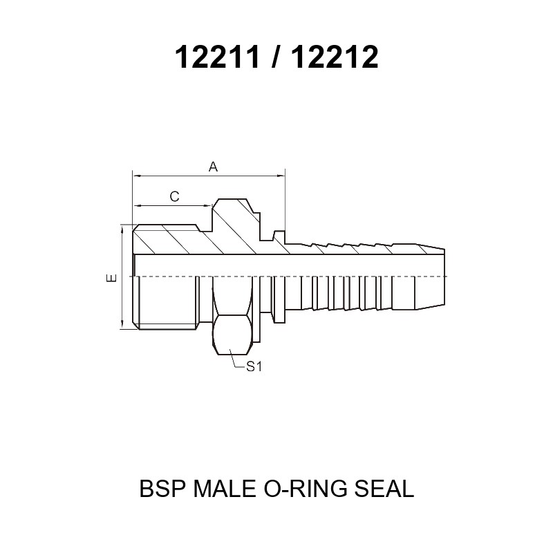 bsp male o ring seal fitting 12211 series