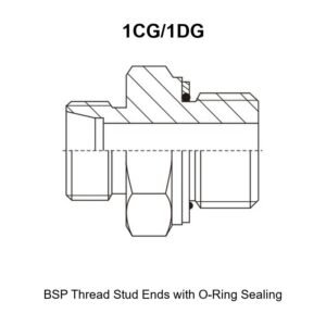 BSP thread stud ends with O-ring sealing hydraulic adapter 1CG/1DG