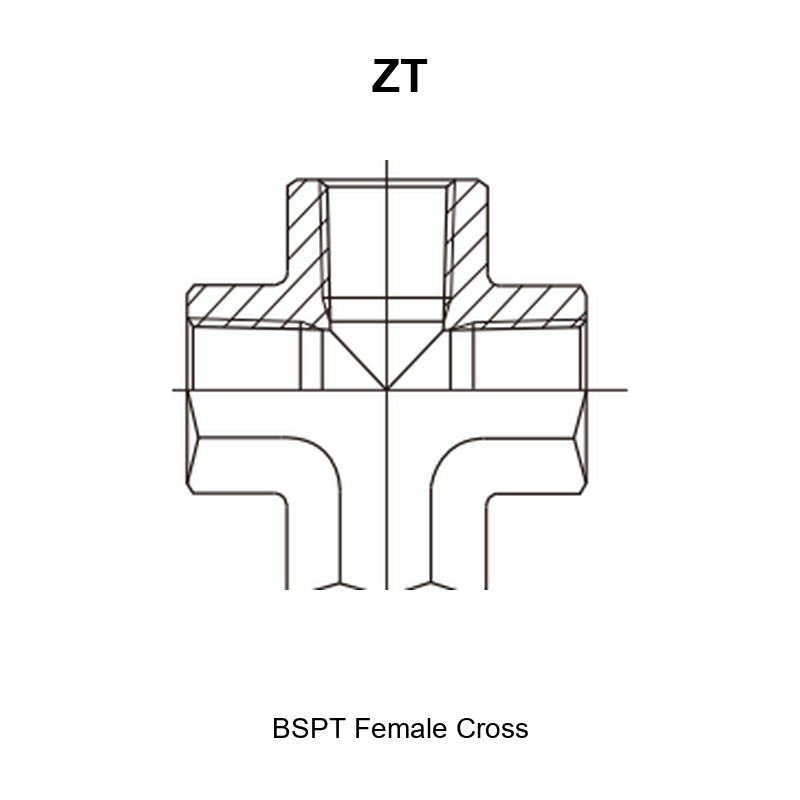 BSPT female cross hydraulic adapter ZT