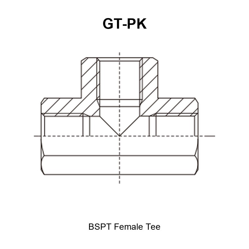 BSPT female tee hydraulic adapter GT-PK