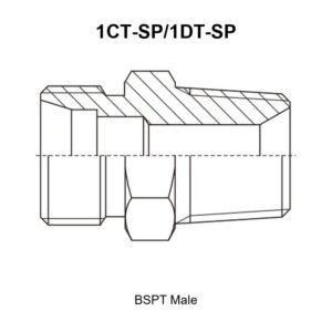 BSPT male hydraulic adapter 1CT-SP/1DT-SP