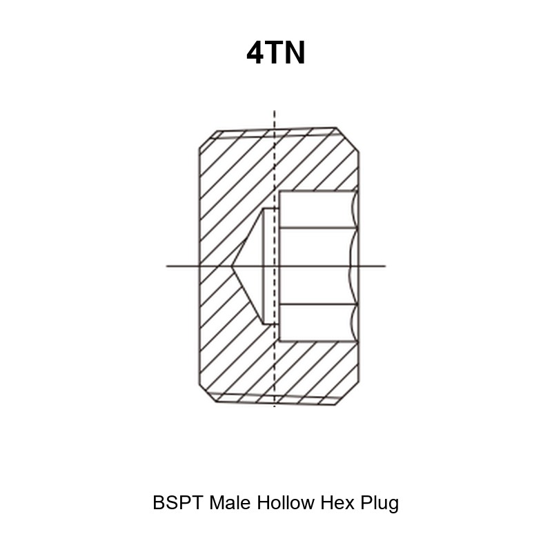 BSPT male hollow hex plug hydraulic adapter 4TN