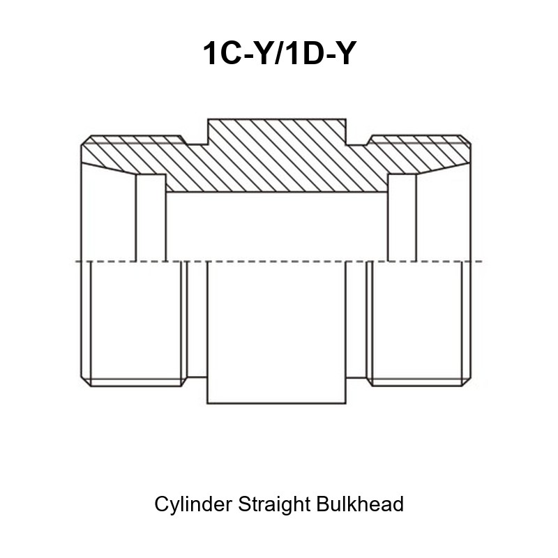 Cylinder straight bulkhead hydraulic adapter 1C-Y/1D-Y