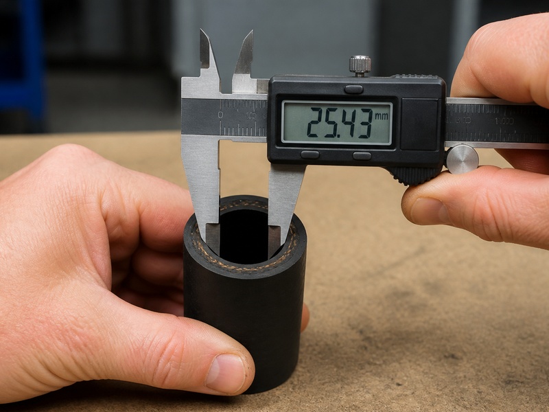 Measuring the inner diameter of a hydraulic hose with a digital caliper to determine the dash size