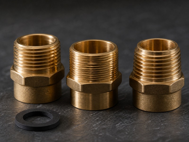 garden hose thread types compared: straight 3/4 inch GHT thread with washer seal against tapered NPT and parallel BSP pipe threads