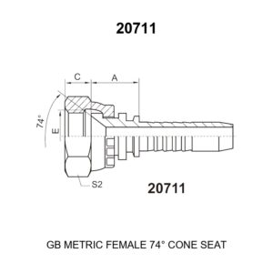 gb metric female 74 degree cone seat hydraulic hose fitting 20711 series