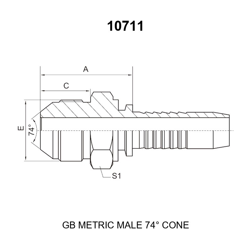 gb metric male 74 degree cone hydraulic hose fitting 10711 series