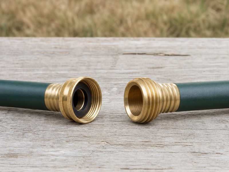 Two hose ends showing a rubber washer.