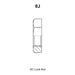 8J JIC lock nut drawing showing the internal straight thread E, the nut height A and the hex across flats S1