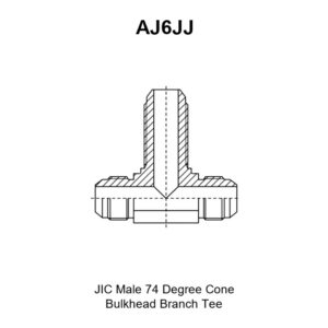 AJ6JJ bulkhead branch tee adapter drawing showing the three JIC 74° cone ports E, F and G, the run lengths A and C, the branch height B and the hex S1 and lock nut hex S2