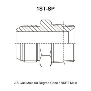JIS gas male 60 degree cone BSPT male hydraulic adapter 1ST-SP