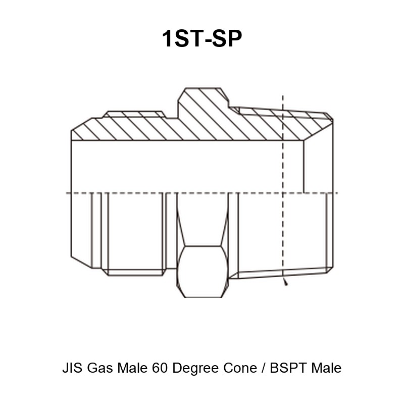 JIS gas male 60 degree cone BSPT male hydraulic adapter 1ST-SP