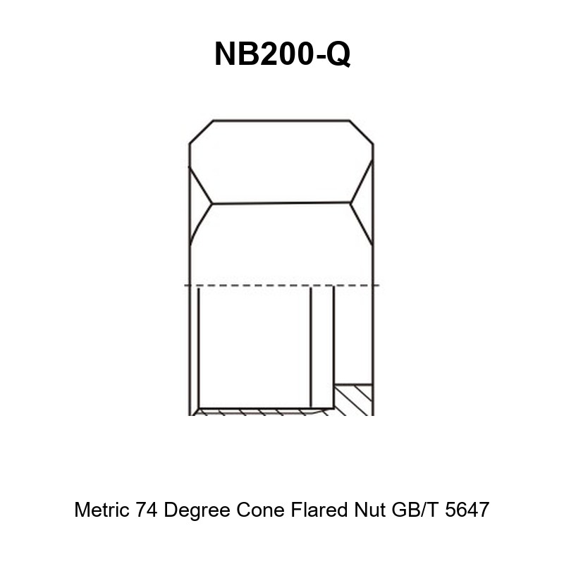 Metric 74 degree cone flared nut GB/T 5647 hydraulic adapter NB200-Q