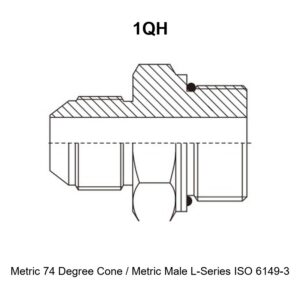 Metric 74 degree cone metric male L-series ISO 6149-3 hydraulic adapter 1QH