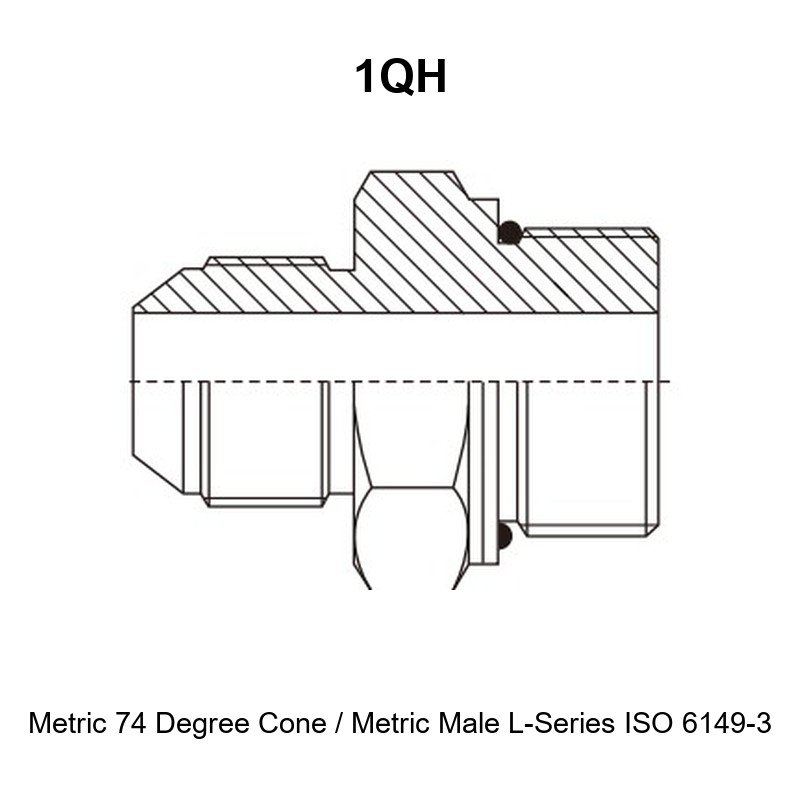 Metric 74 degree cone metric male L-series ISO 6149-3 hydraulic adapter 1QH