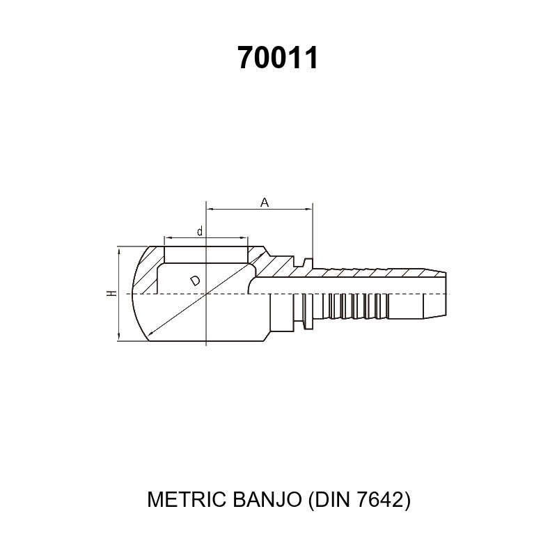 Metric banjo body hydraulic hose fitting series 70011 per DIN 7642