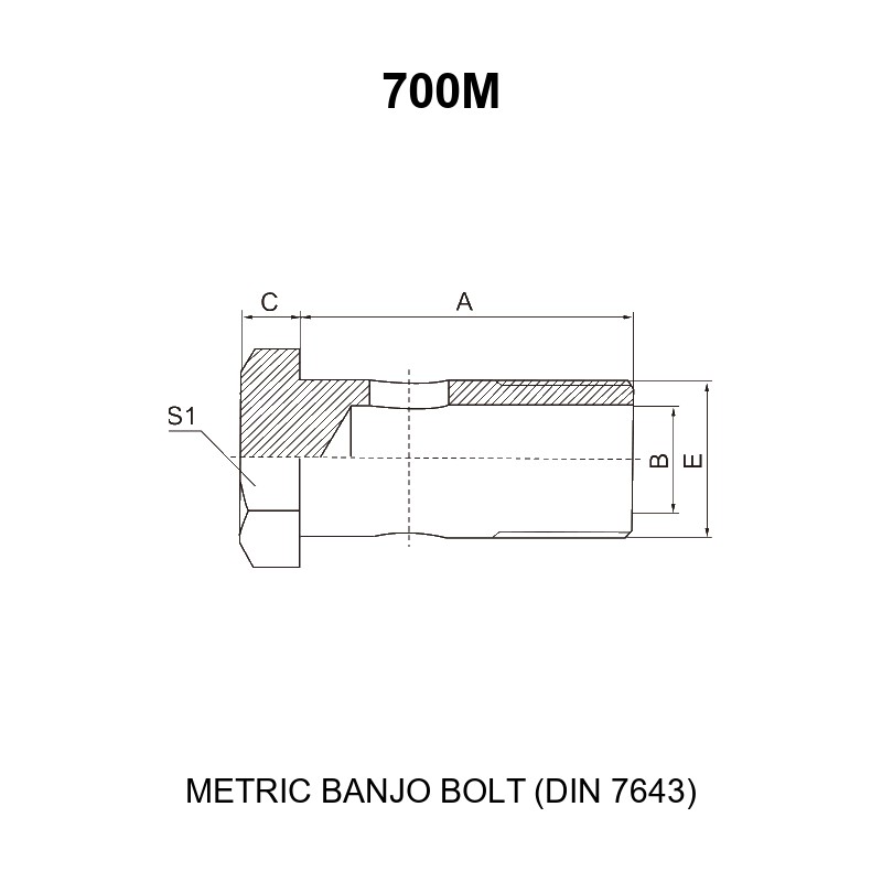 Metric banjo bolt hydraulic hose fitting series 700M per DIN 7643