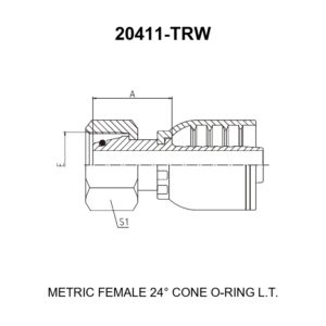 metric female 24 degree cone o ring light one piece hydraulic hose fitting 20411 trw