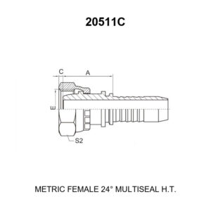 metric female 24 degree multiseal heavy series hydraulic hose fitting 20511c series