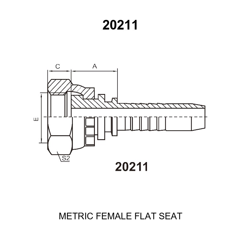metric female flat seat hydraulic hose fitting 20211 series