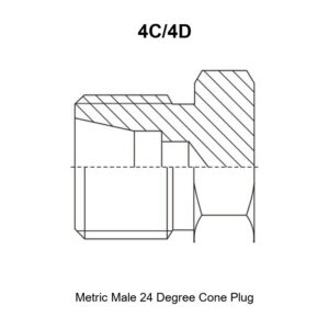 Metric male 24 degree cone plug hydraulic adapter 4C/4D