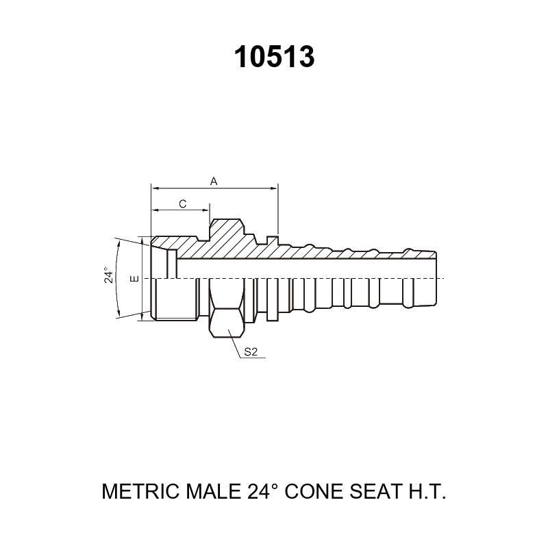 metric male 24 degree cone heavy interlock hydraulic hose fitting 10513