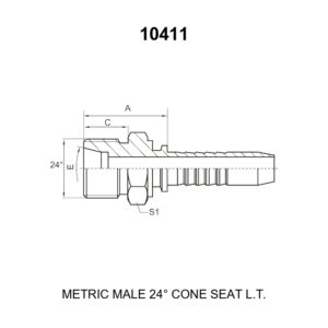 metric male 24 degree cone light series hydraulic hose fitting 10411 series