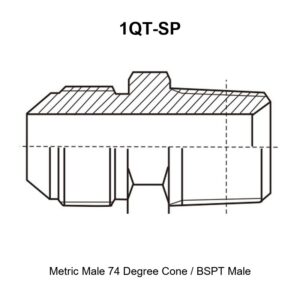 Metric male 74 degree cone BSPT male hydraulic adapter 1QT-SP