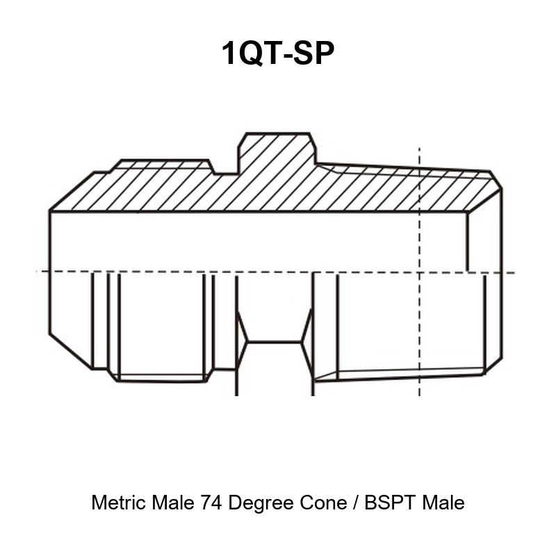 Metric male 74 degree cone BSPT male hydraulic adapter 1QT-SP