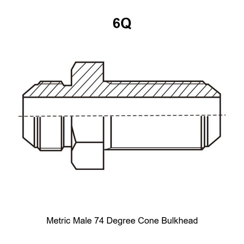Metric male 74 degree cone bulkhead hydraulic adapter 6Q