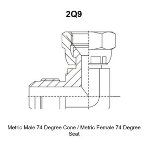 Metric male 74 degree cone metric female 74 degree seat hydraulic adapter 2Q9