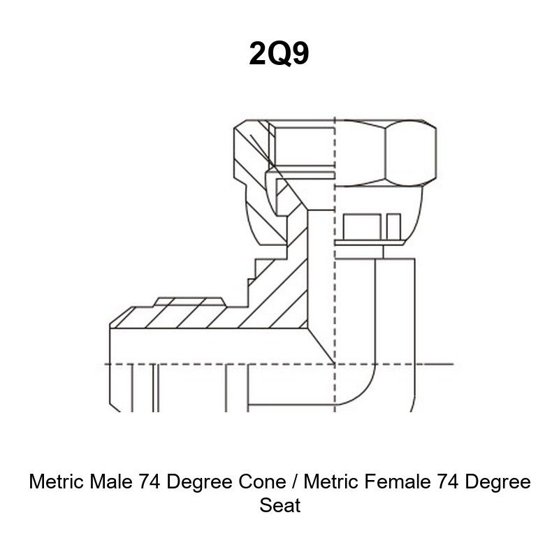 Metric male 74 degree cone metric female 74 degree seat hydraulic adapter 2Q9