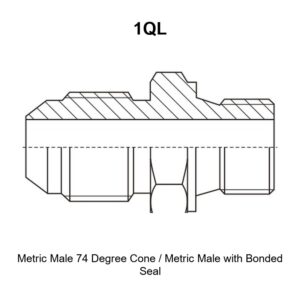 Metric male 74 degree cone metric male with bonded seal hydraulic adapter 1QL
