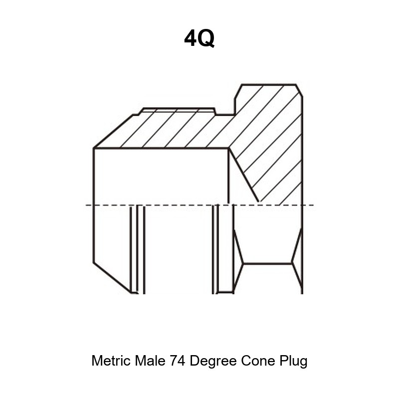 Metric male 74 degree cone plug hydraulic adapter 4Q