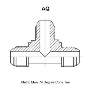 Metric male 74 degree cone tee hydraulic adapter AQ