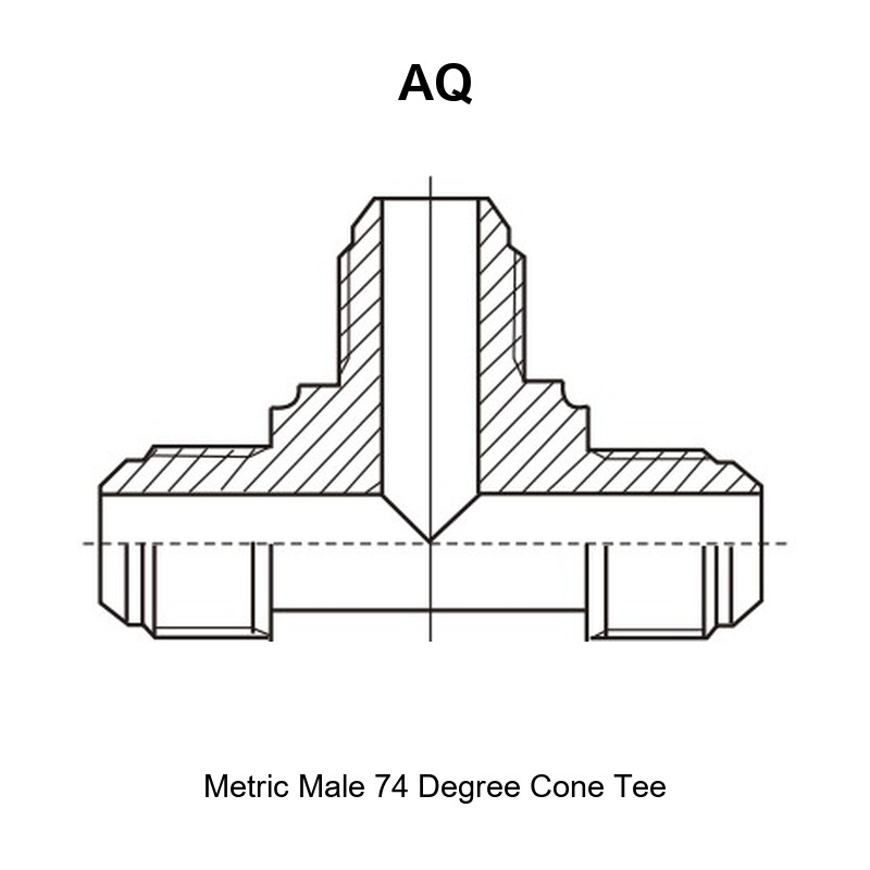 Metric male 74 degree cone tee hydraulic adapter AQ