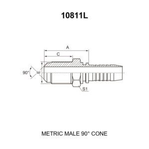 metric male 90 degree cone hydraulic hose fitting 10811L series