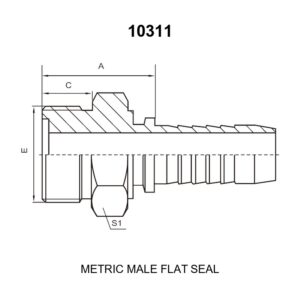 metric male flat seal hydraulic hose fitting 10311 series