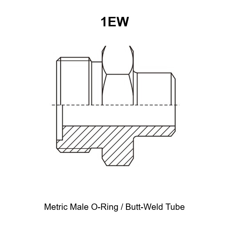 Metric male O-ring butt-weld tube hydraulic adapter 1EW