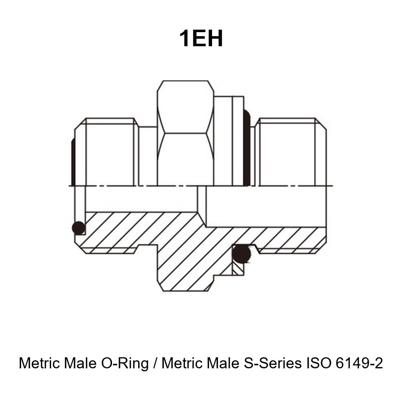 Metric male O-ring metric male S-series ISO 6149-2 hydraulic adapter 1EH