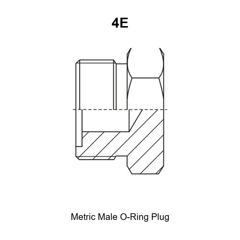 Metric male O-ring plug hydraulic adapter 4E