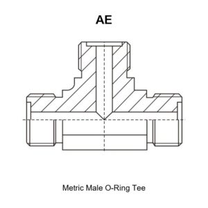Metric male O-ring tee hydraulic adapter AE