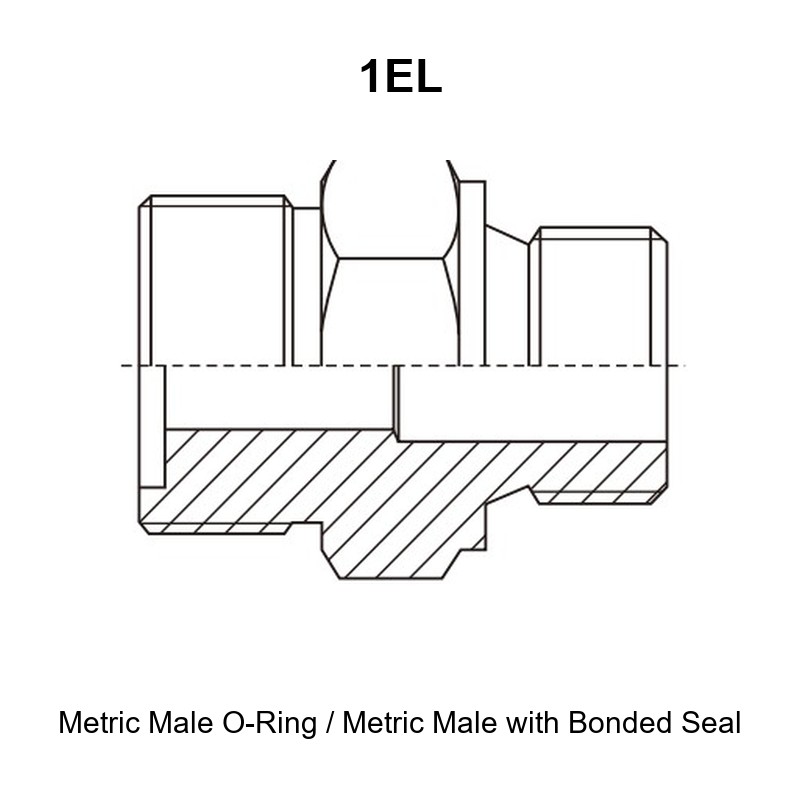 Metric male O-ring metric male with bonded seal hydraulic adapter 1EL