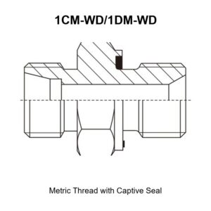 Metric thread with captive seal hydraulic adapter 1CM-WD/1DM-WD